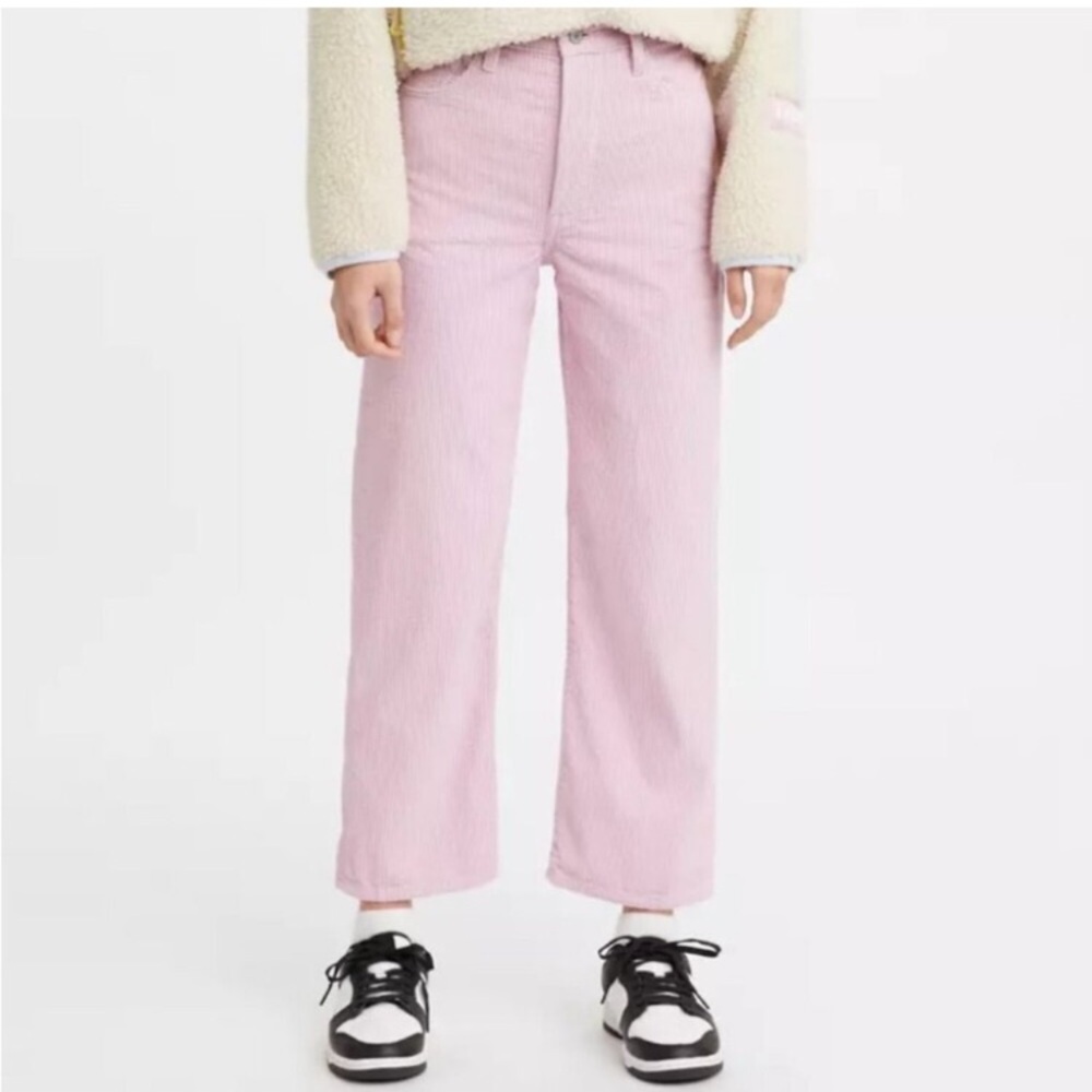 Levis Ribcage Pants Size 29 Straight Ankle Corduroy Pink